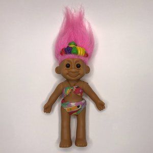 2/$10 Vintage Russ Tropical Tracey 7" Troll Doll Pink